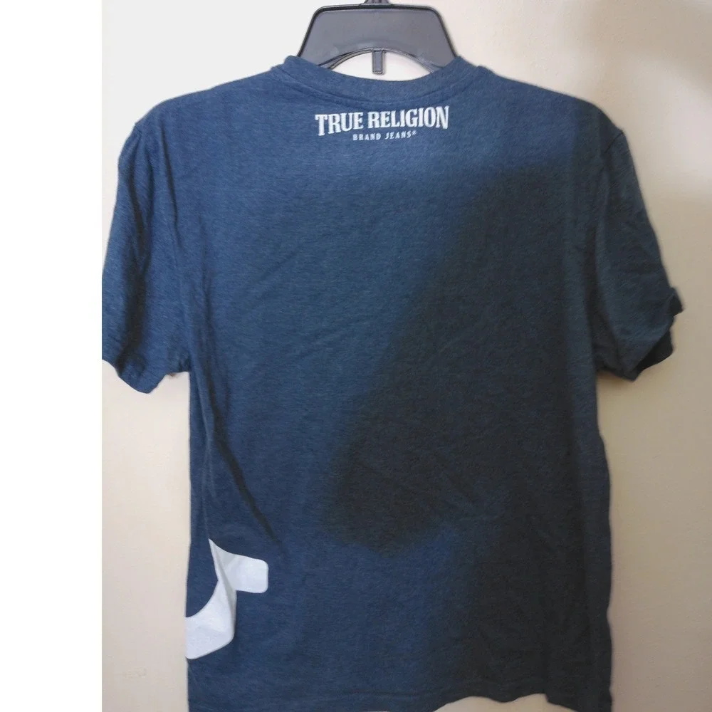 True Religion T-Shirt Men Medium Blue Loungewear Horseshoe Logo Graphic Tee vTG